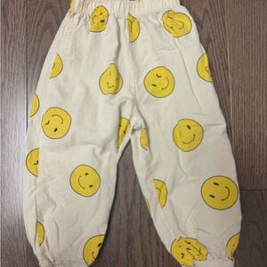 Cheerful Smiley Face Kids Pants - Cream and Yellow size 18/24M